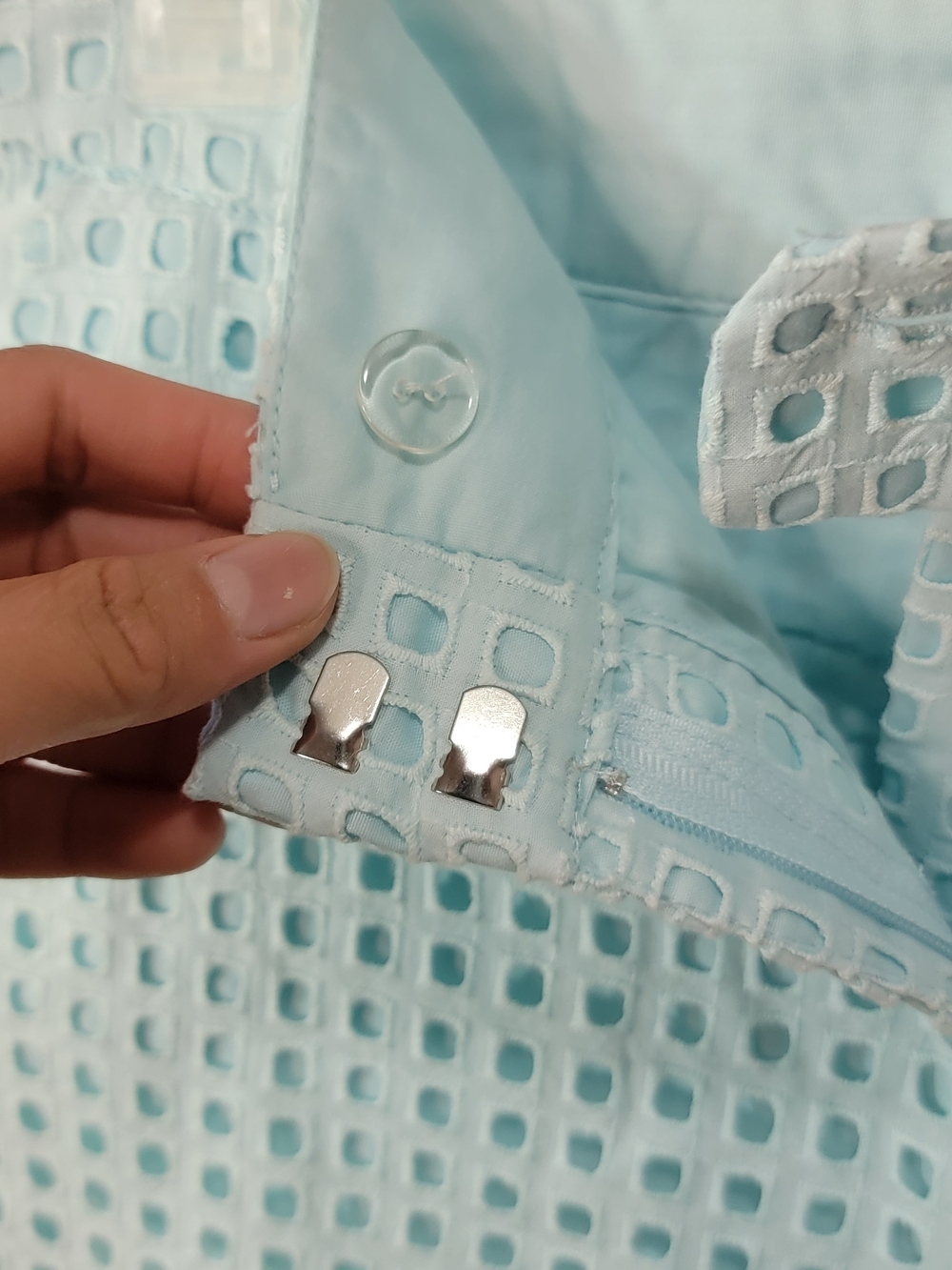 Fleur Bleue Light Blue Eyelet Women's Bermuda Shorts - Classic Summer Style - Picture 6 of 8
